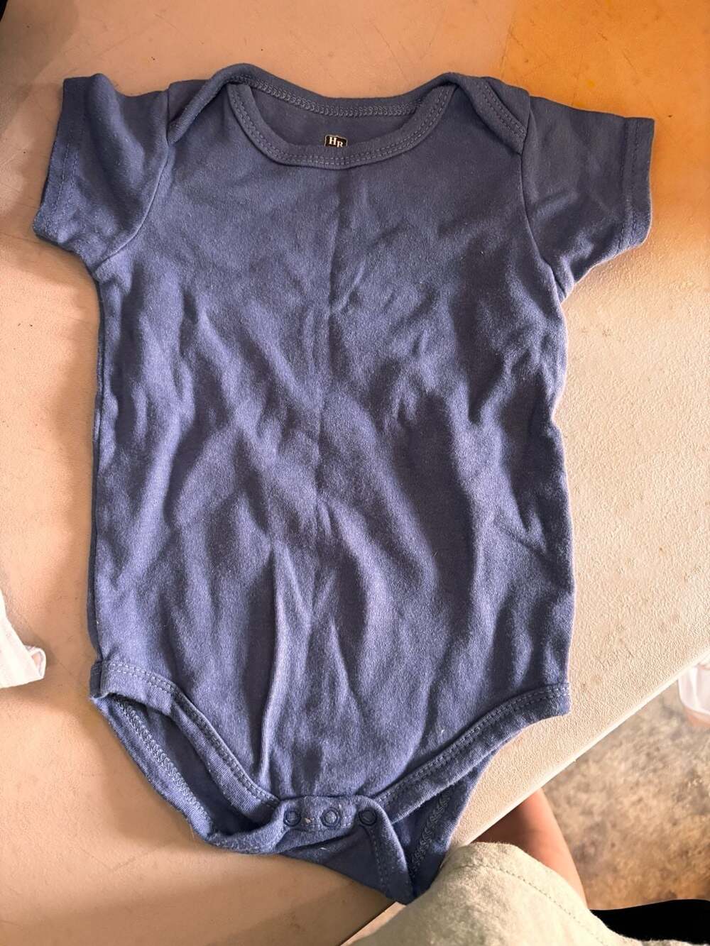 HB Baby Short Sleeve Solid Blue Cotton Bodysuit
